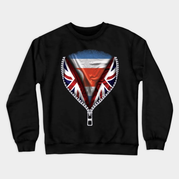 Costa Rican Flag  Costa Rica Flag zipped British Flag - Gift for Costa Rican From Costa Rica Crewneck Sweatshirt by Country Flags